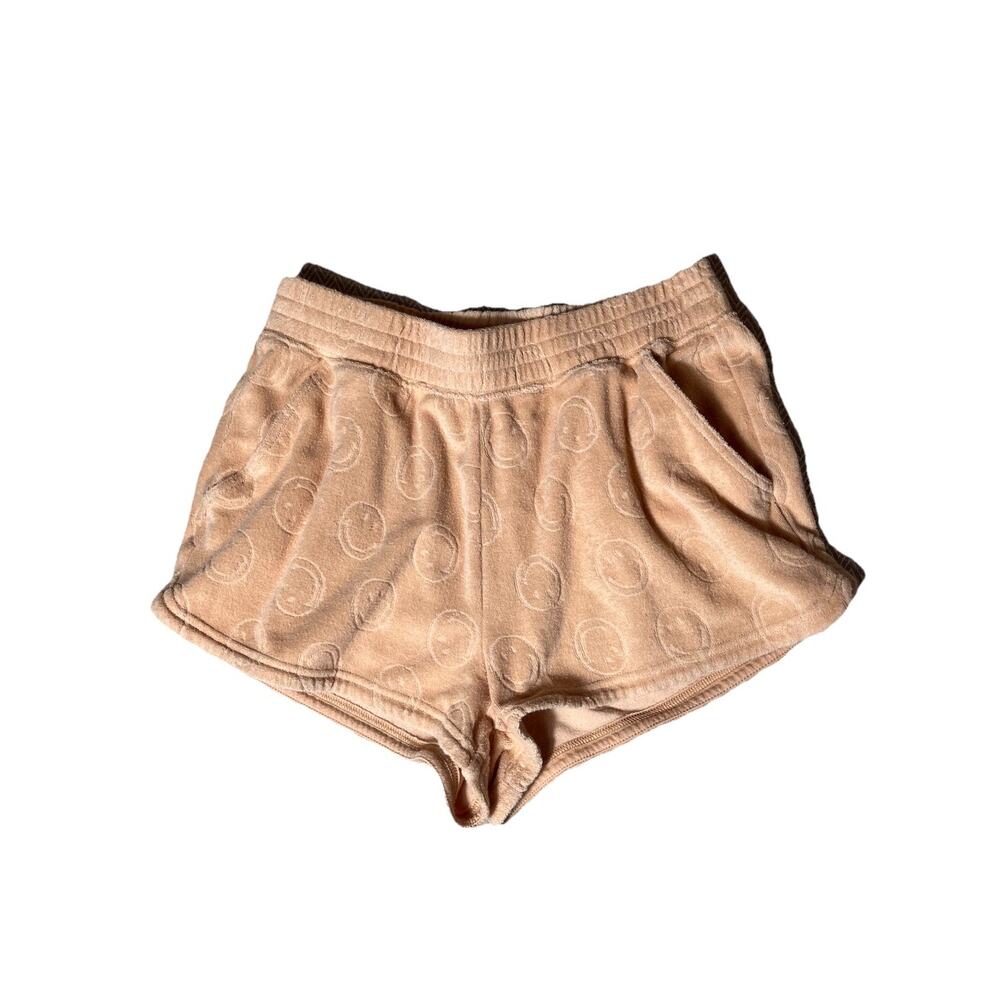 AERIE WOMENS SHORTS SMILEY FACE COLOR BEIGE SIZE‎ SMALL